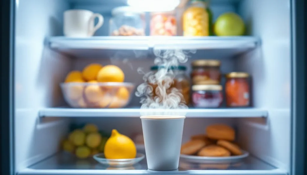 scopri il trucco efficace con una tazzina che elimina ogni cattivo odore dal congelatore senza usare bicarbonato o limone.