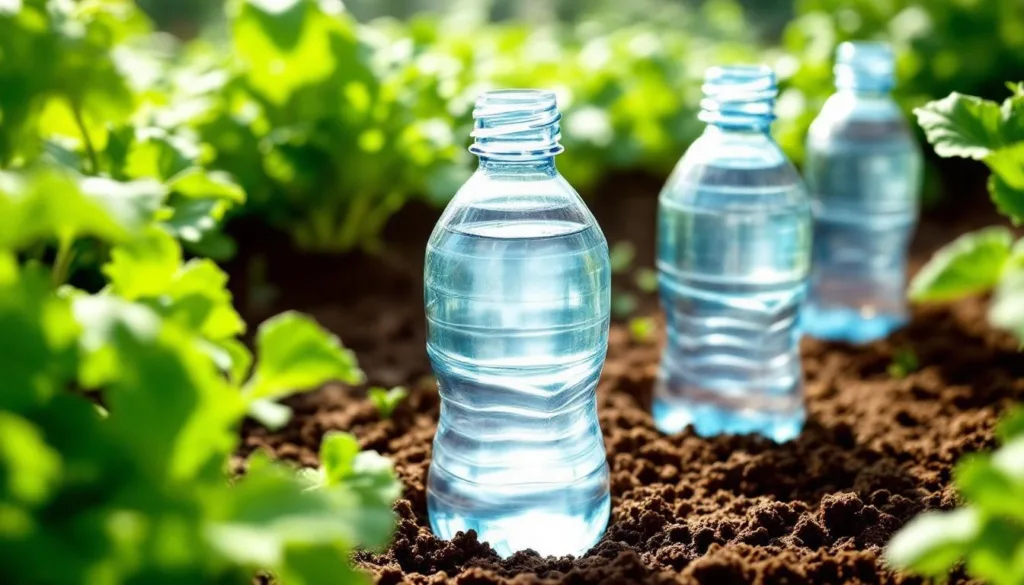 scopri il trucco semplice ed efficace per mantenere il tuo orto irrigato per un mese senza irrigatori né timer, usando solo bottiglie rovesciate.