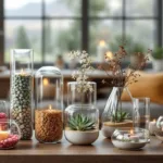 scopri 10 idee creative per trasformare il salotto utilizzando vasi di vetro, non solo per i fiori, ma come elementi di design unici e originali.