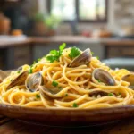 scopri il segreto dello chef per preparare spaghetti alle vongole cremosi e saporiti, un piatto tradizionale italiano ricco di gusto e semplicità.